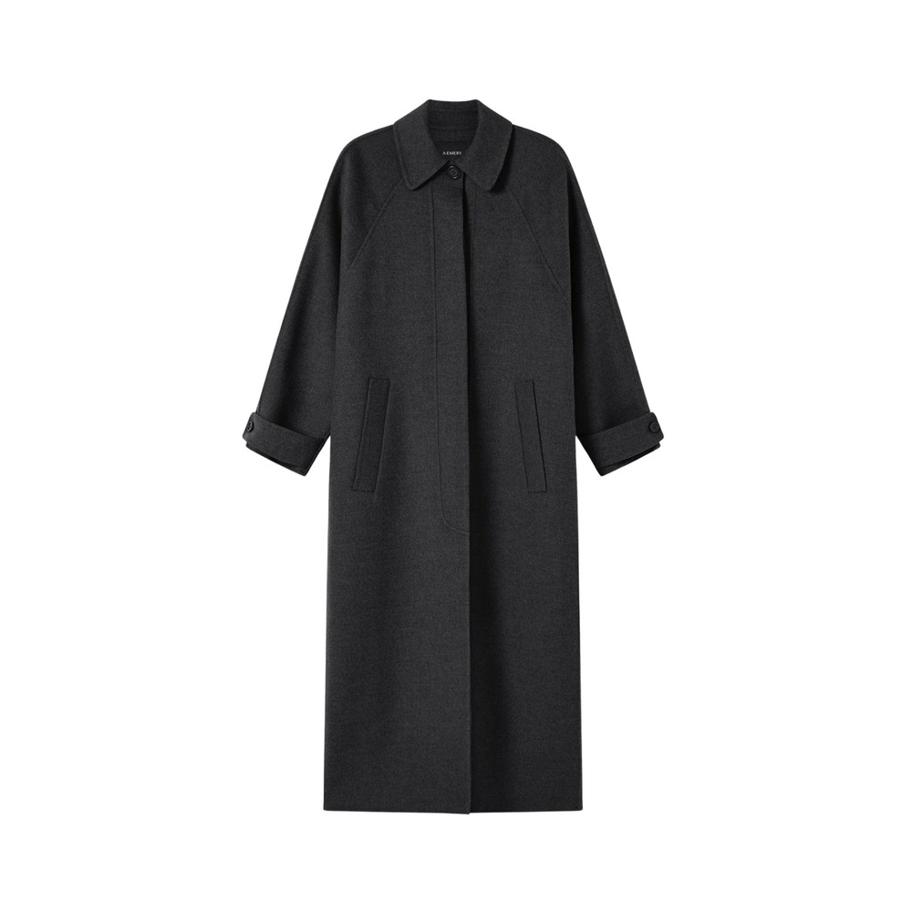 A EMERY Daniels Coat Charcoal Melange Grey Wool Long Trench Overcoat NWT $870 2